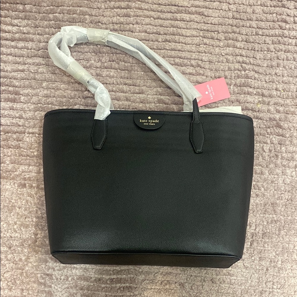Kate Spade Black Leather Tote with Minimalist Design